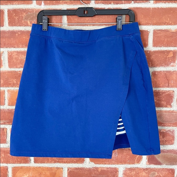 Vintage Pants - Vintage blue faux wrap skort with striped shorts